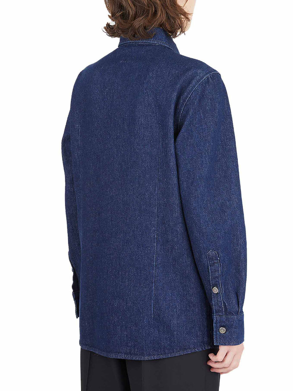 Camicia in Denim con Patch Logo