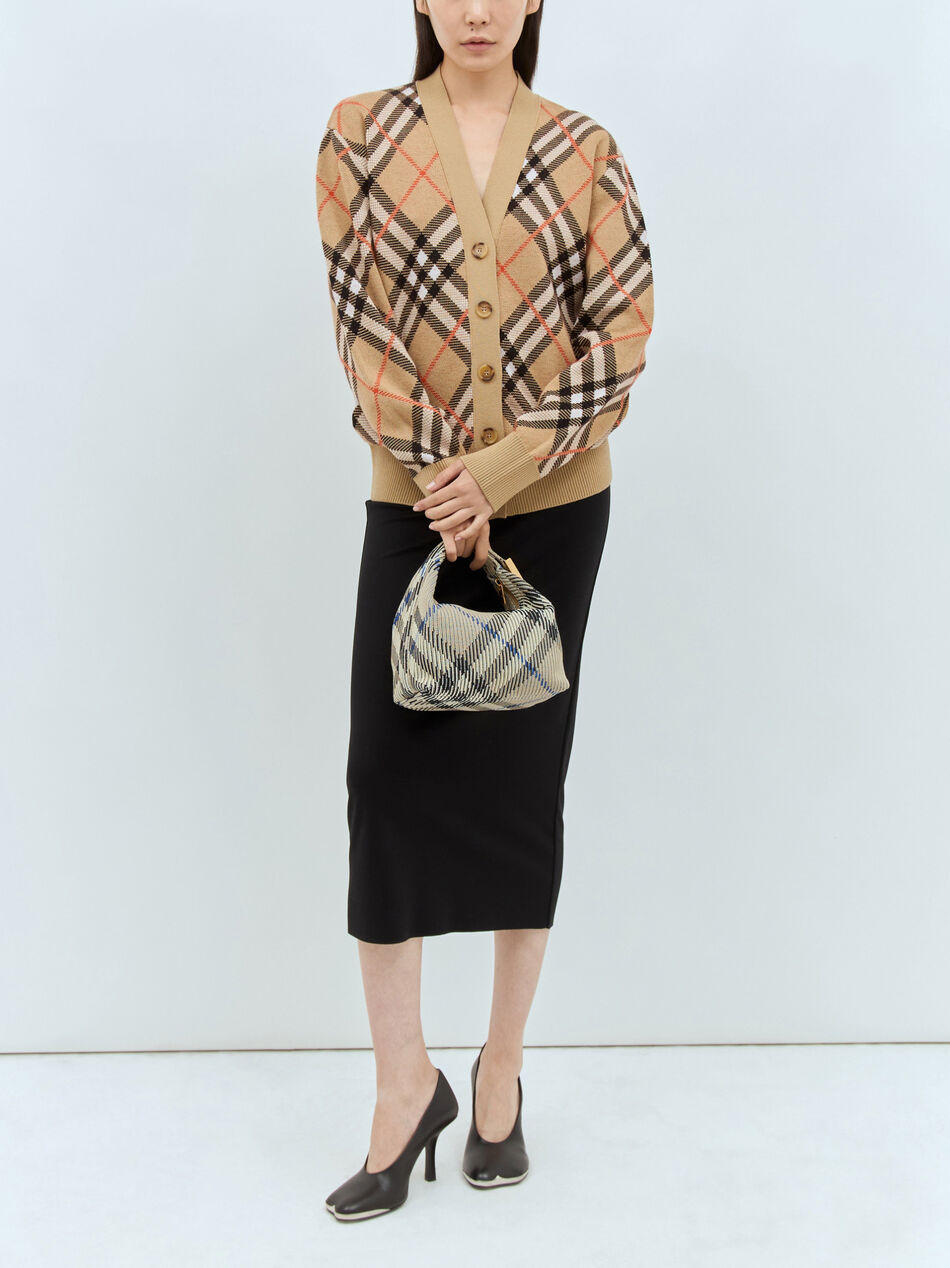 Check Wool-Blend Cardigan