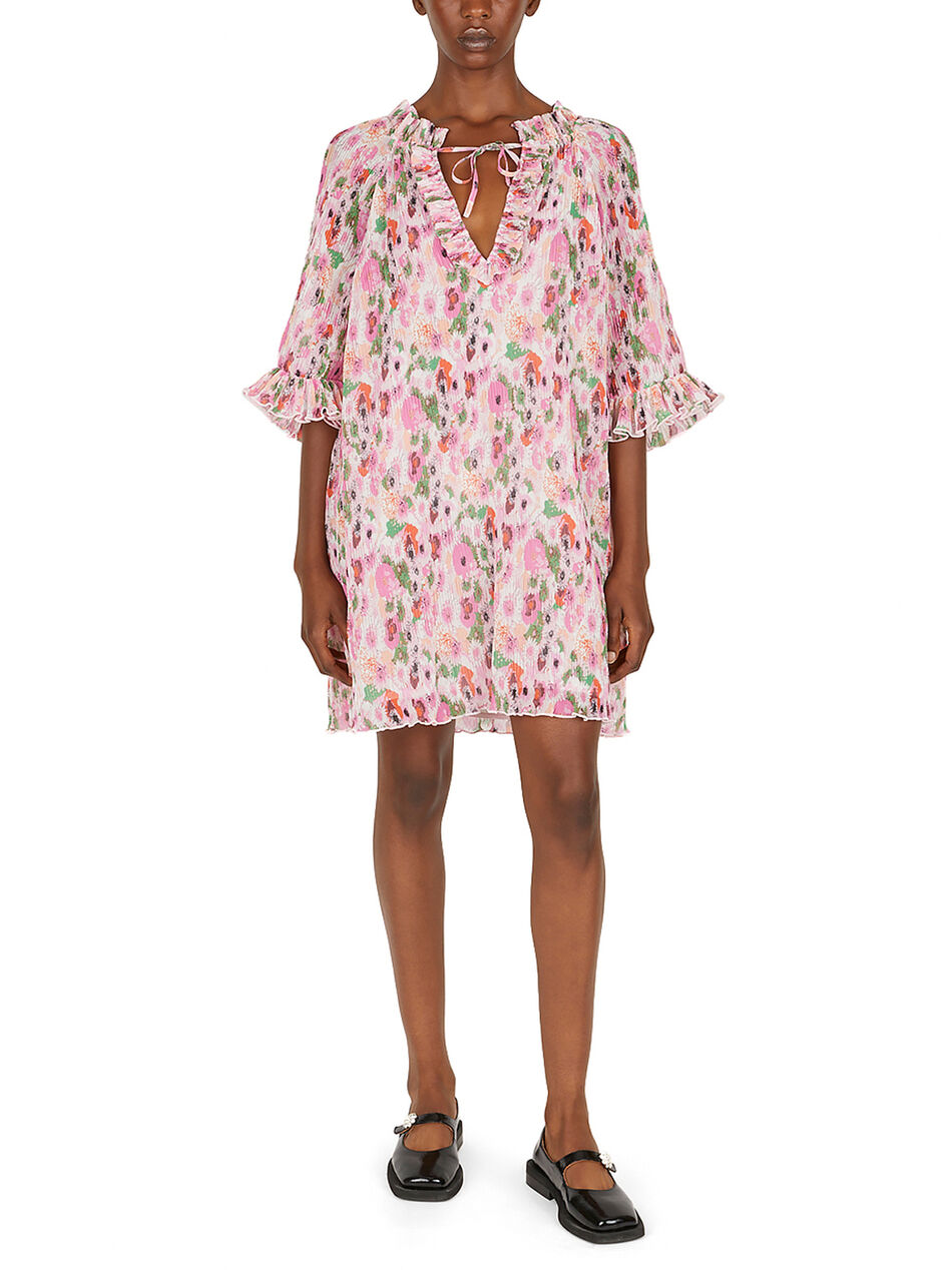 Plisse Floral Dress