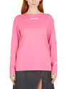 GANNI Light Jersey Layered Long Sleeve T-shirt Shocking Pink Pink flgan0251019pin