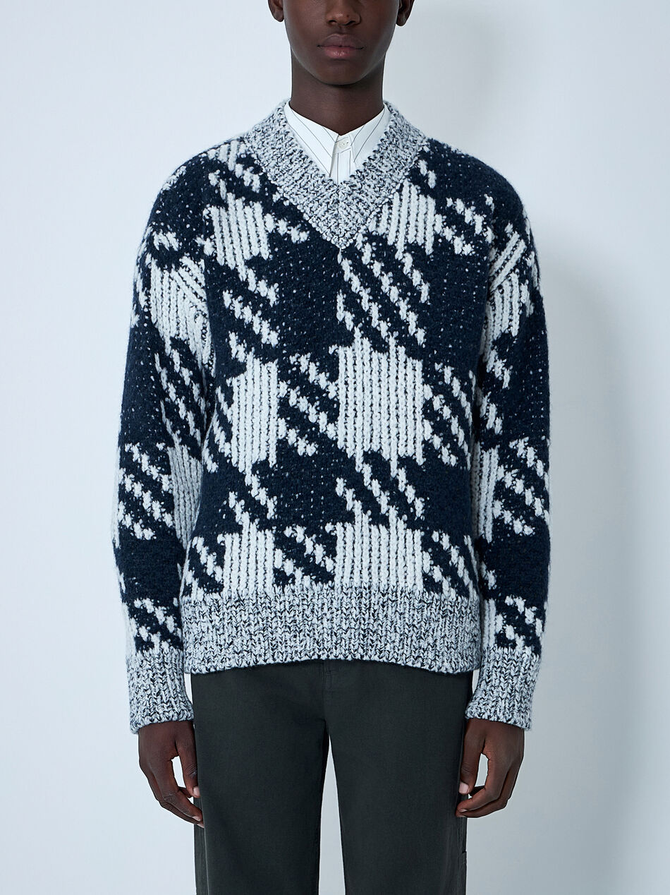 Check Wool-Blend Sweater