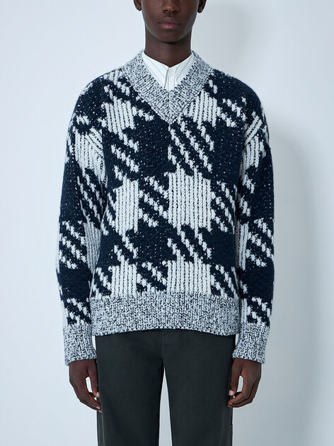 Check Wool-Blend Sweater