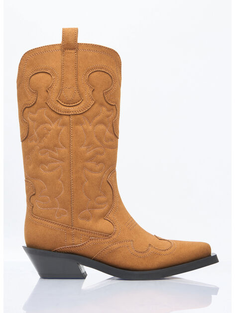 Mid Shaft Embroidered Western Boots