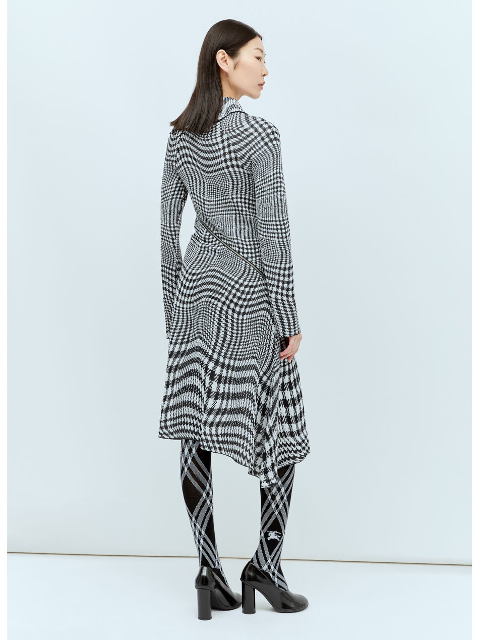 Warped Houdstooth Midi Dress