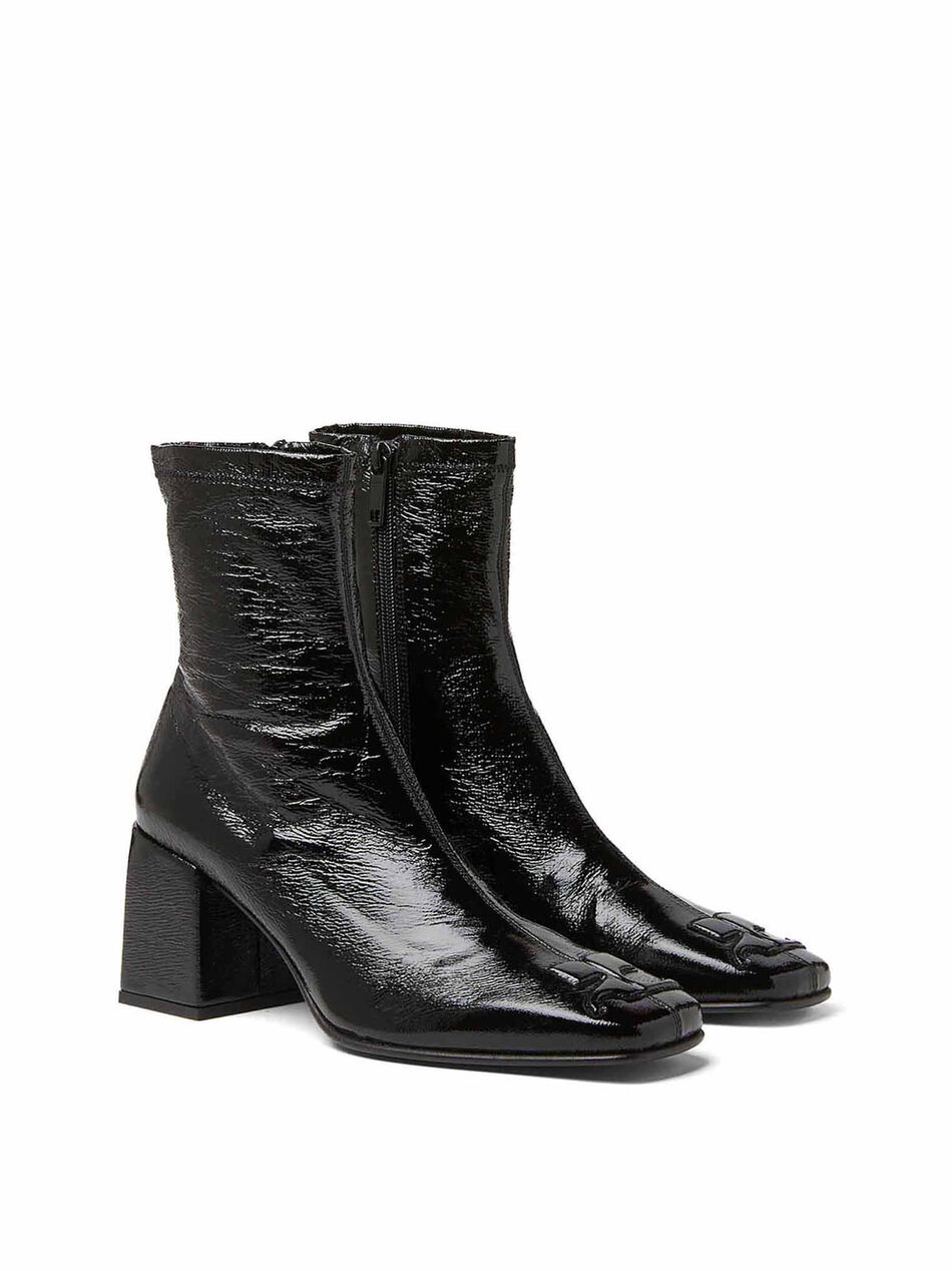Vinyl Square Toe Boots with Logo