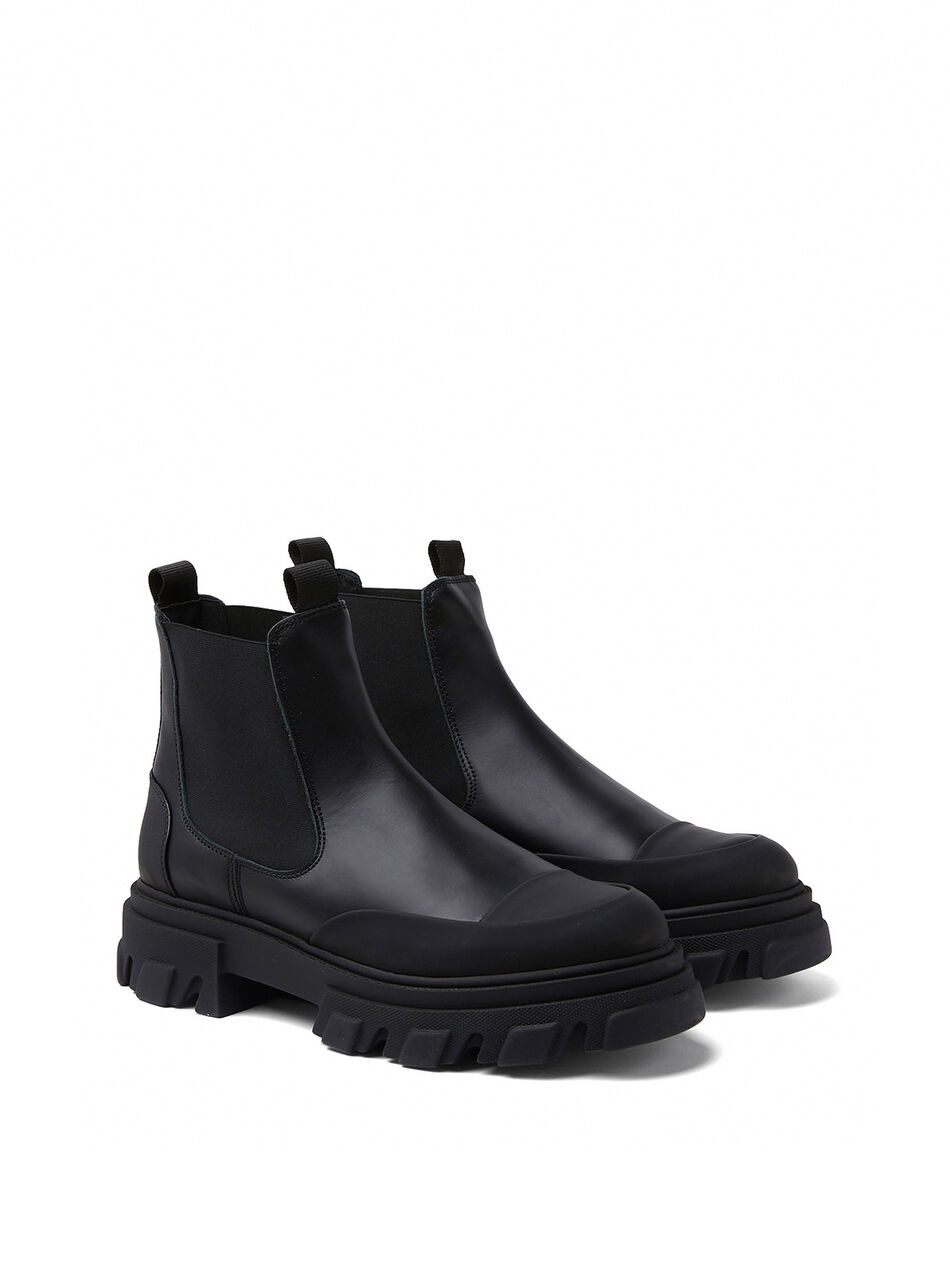 Leather Chelsea Ankle Boots in Black