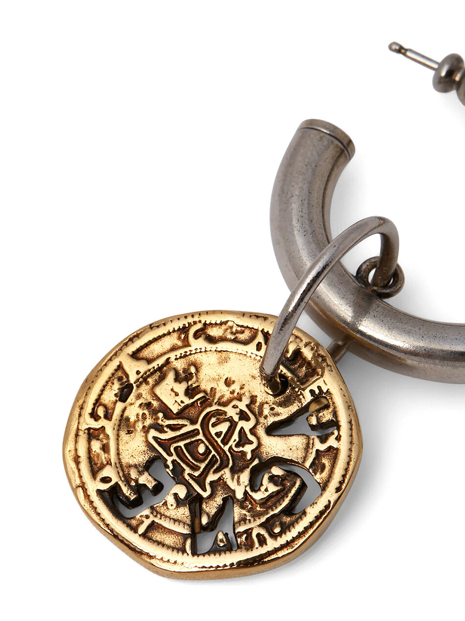 Coin Charm Earring in Gold