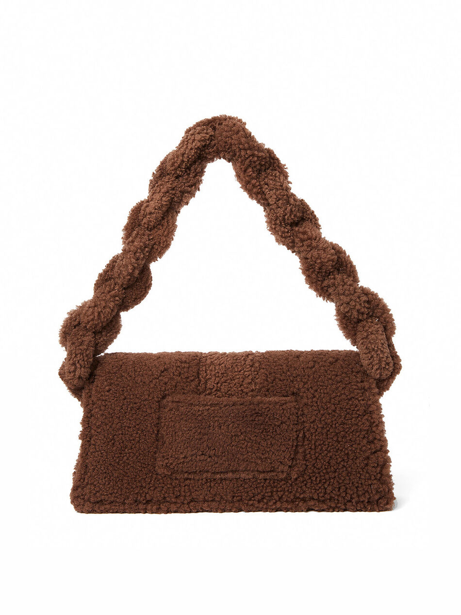 Le Bambidou Shearling Shoulder Bag in Brown