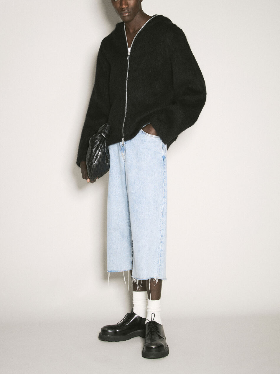 Hairy Zip-Up Hooded Cardigan