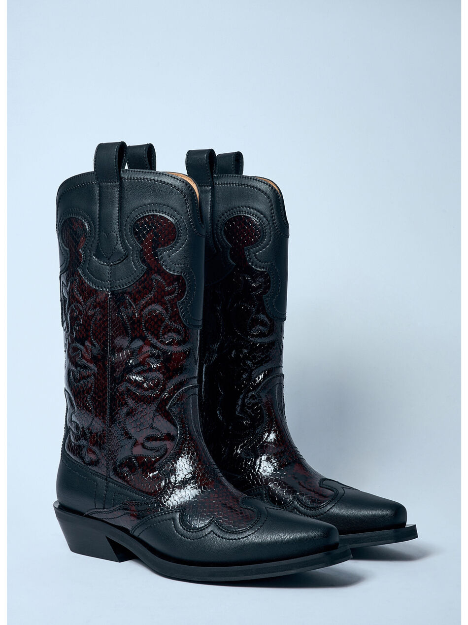 Mid Shaft Embroidered Western Boots