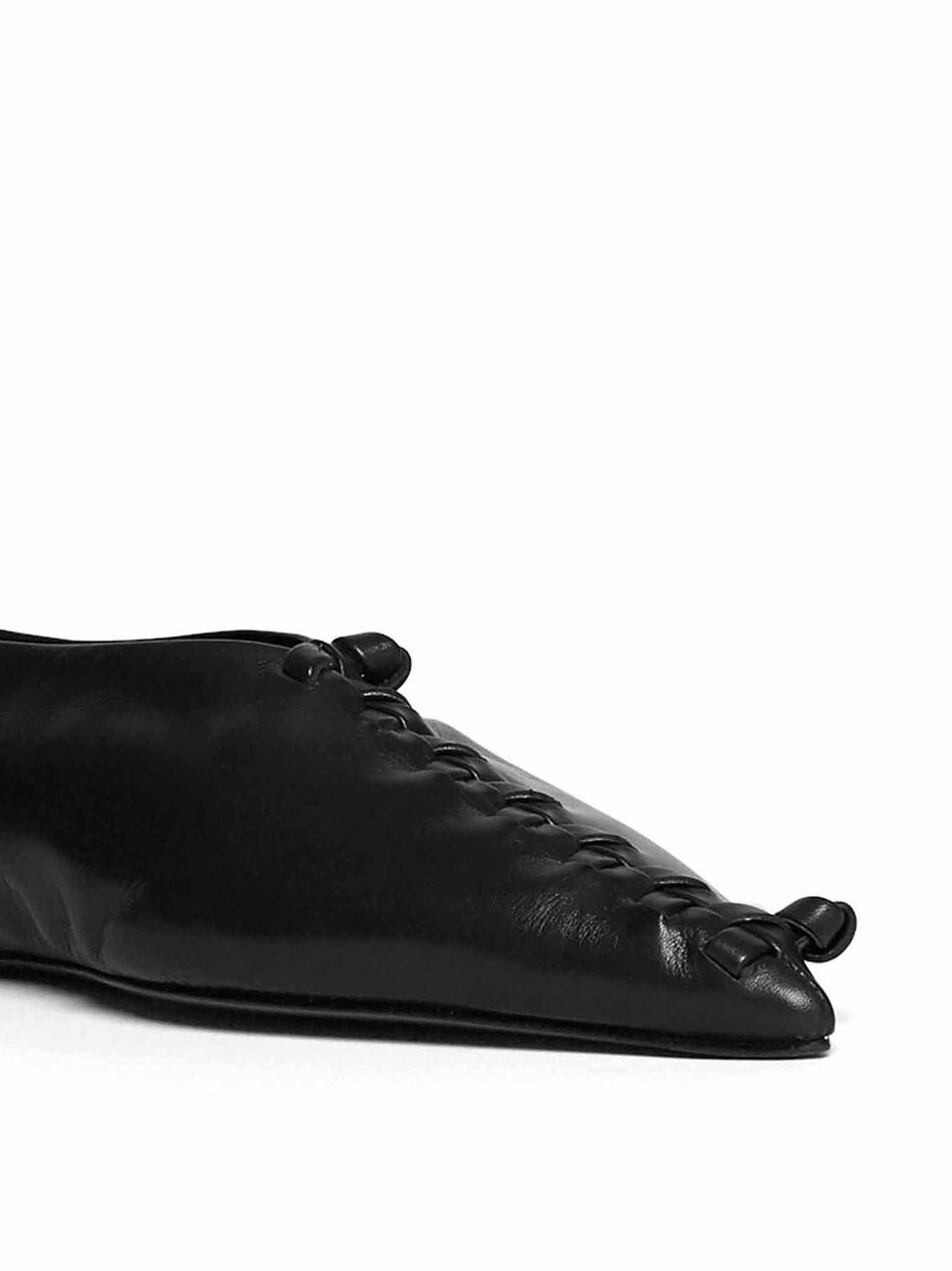 Black Leather Ballerina Shoes