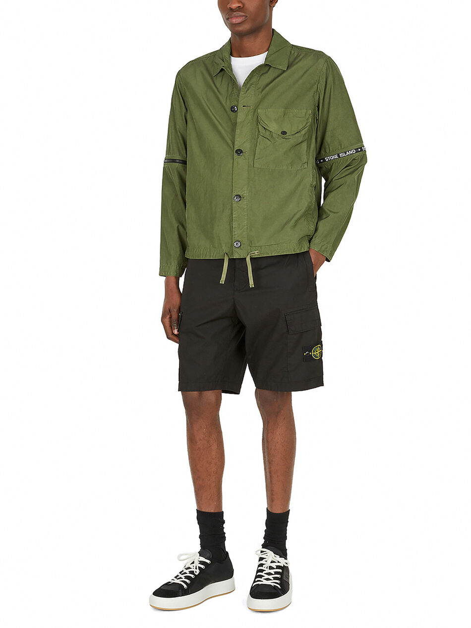 Green Shirt Jacket with Elbow Zips