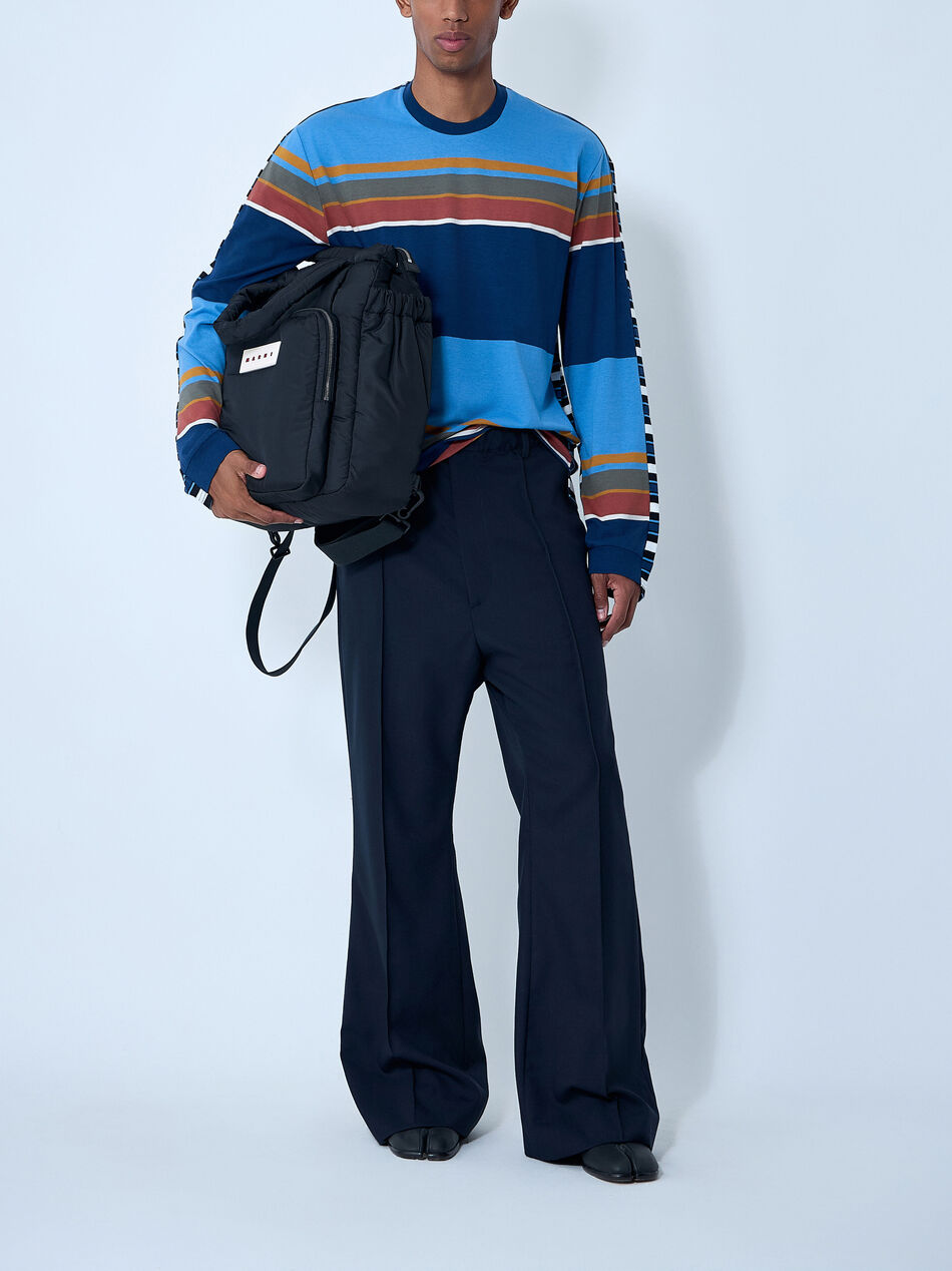 Striped Logo Motif T-Shirt