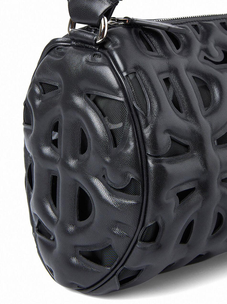 Rhombi Small Black Leather Shoulder Bag