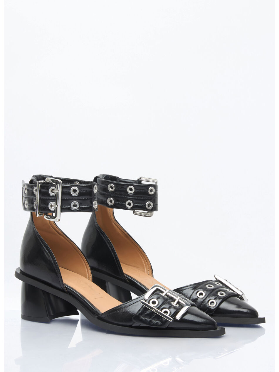 Feminine Buckle Open Cut Pumps