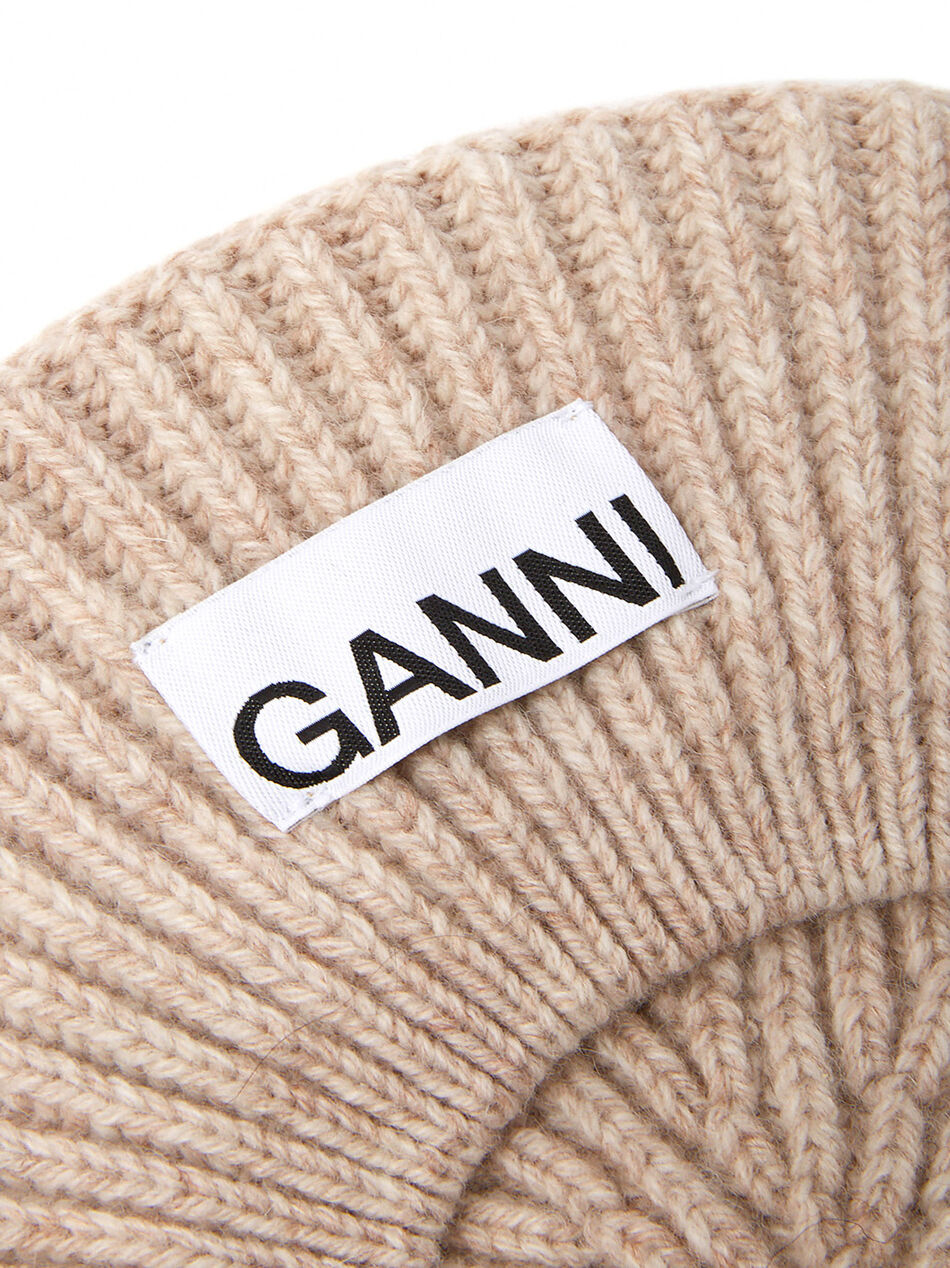 Ribbed Knit Beret Hat in White