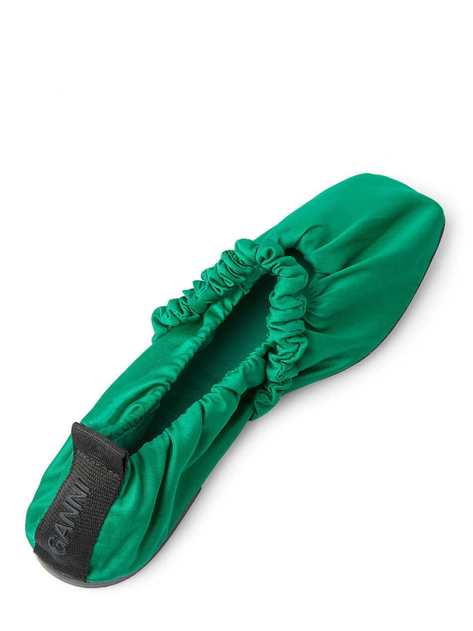 Soft Square Toe Scrunchie Ballerina Satin Kelly Green