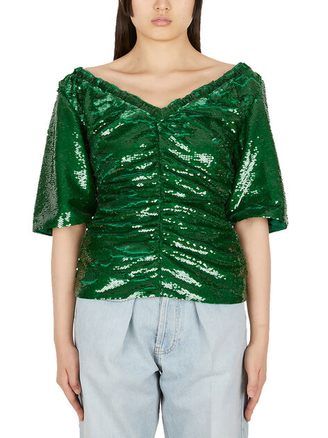 Ruched Sequin Top