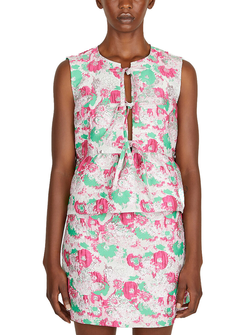 GANNI 3D Floral Ribbon Top Pink flgan0251089pin