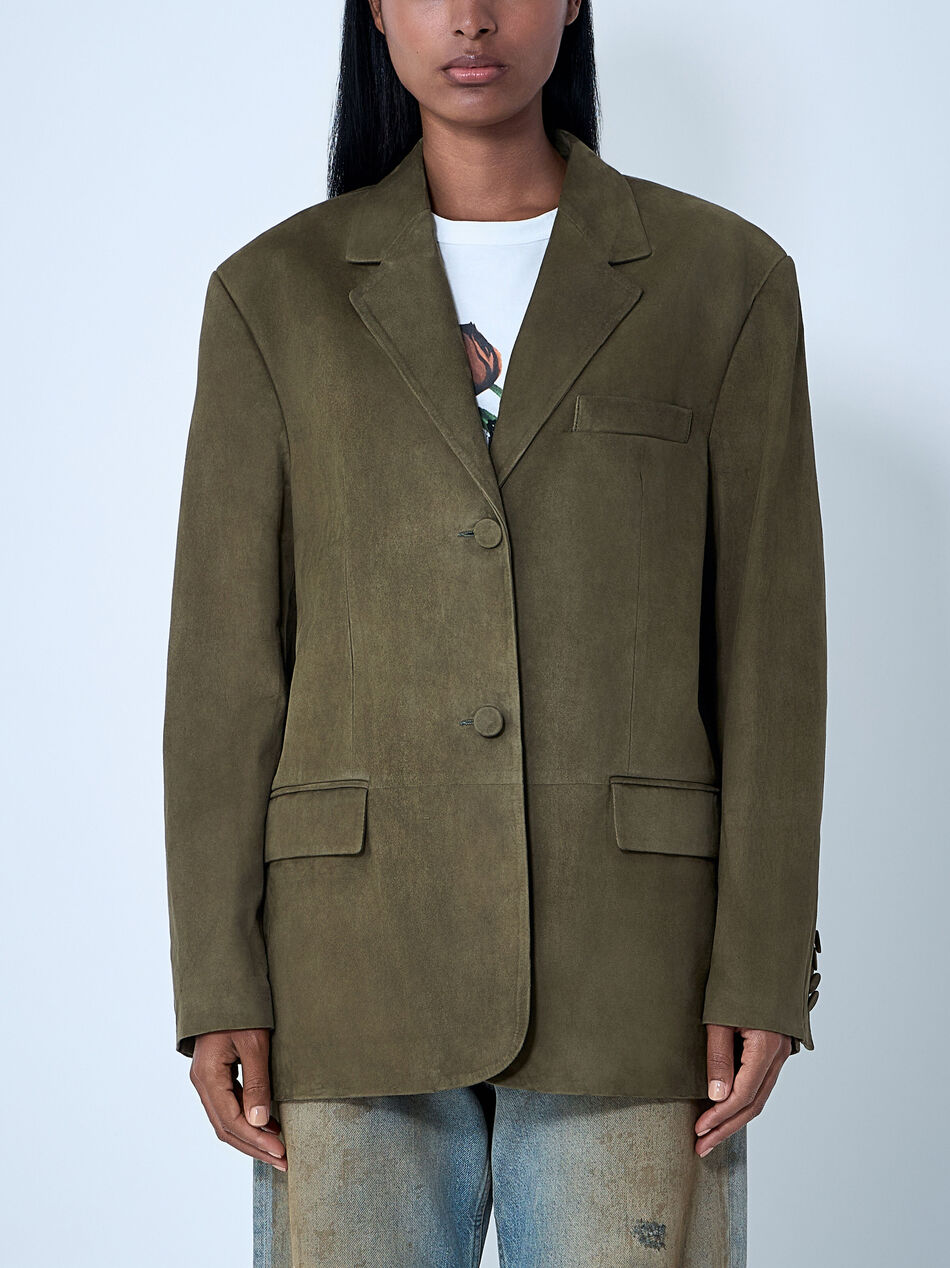 Suede Single-Breasted Blazer