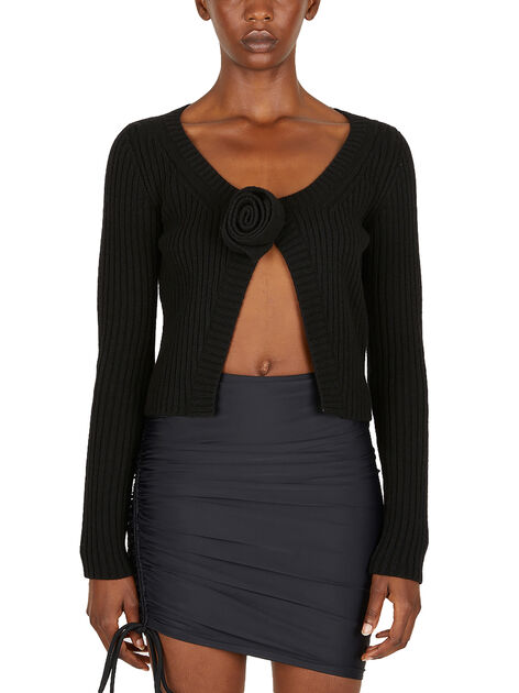 Cardigan In Lana Nera