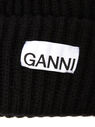 GANNI Berretto Ribbed con Logo in Nero Nero flgan0250048blk