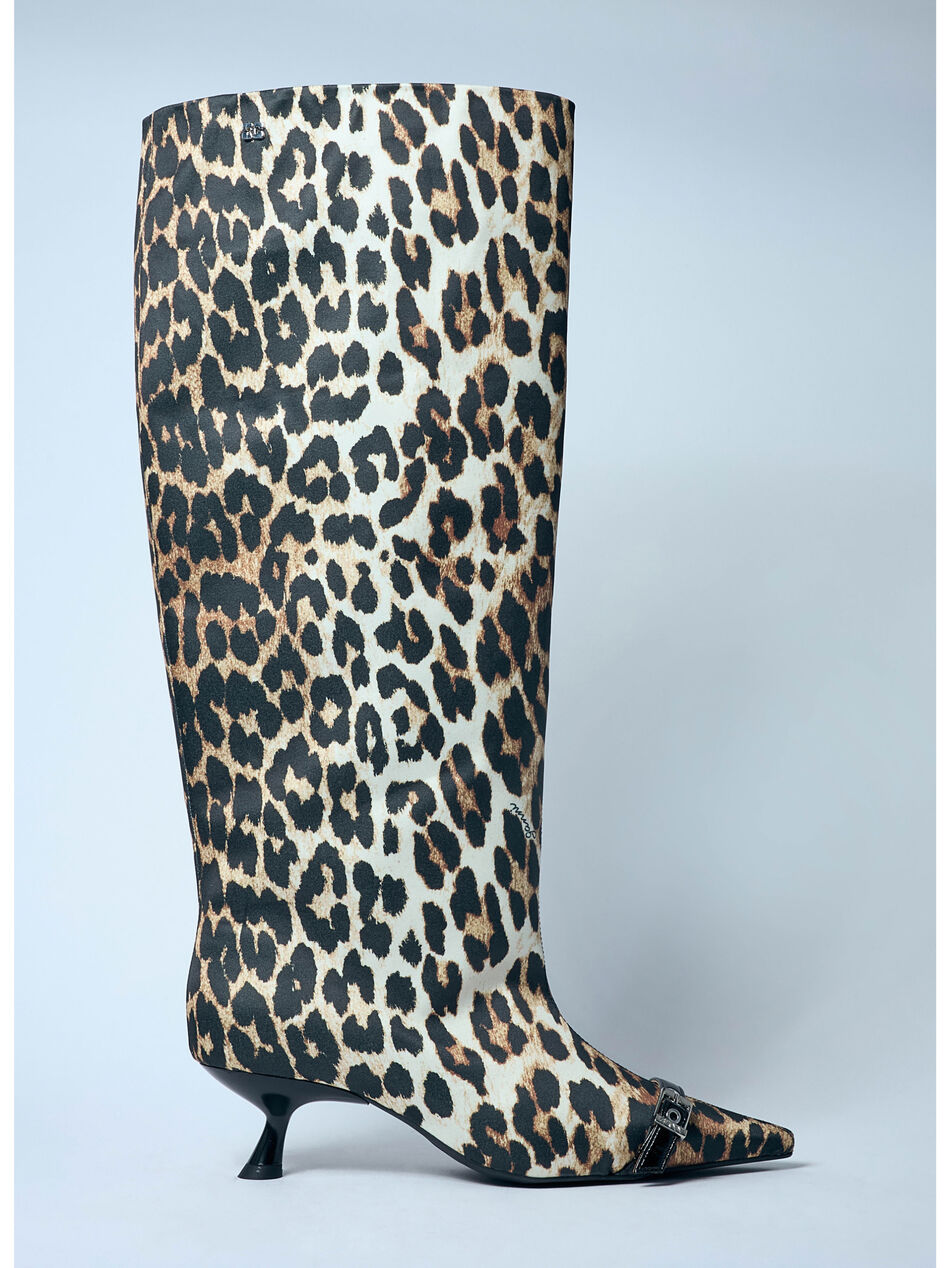 Leopard Eyelets Slouchy High Shaft Boots