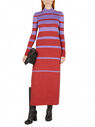 Paco Rabanne Metallic Stripe Long Dress Red flpac0251001col
