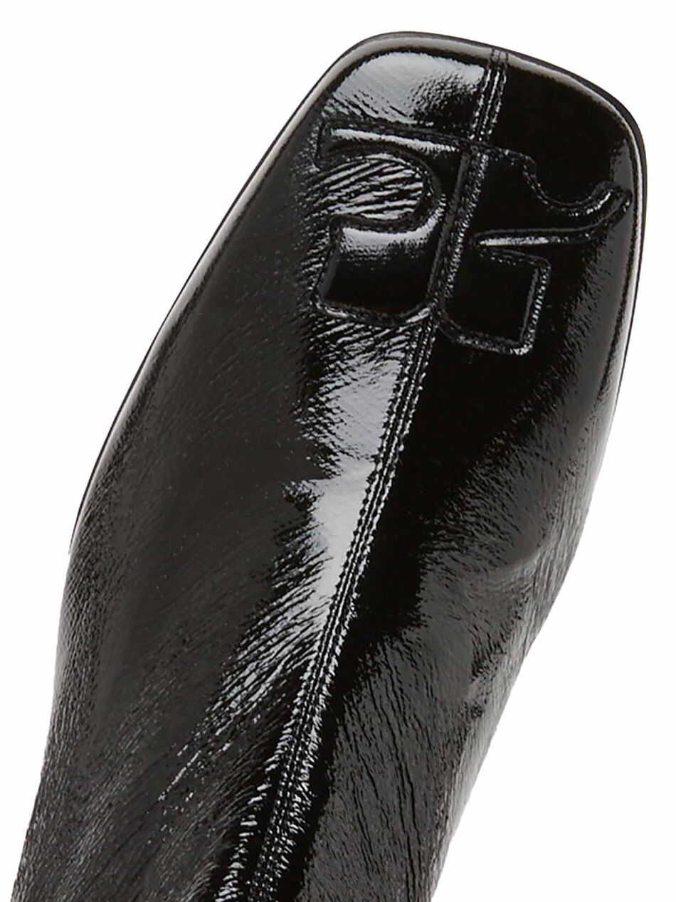 Vinyl Square Toe Boots with Logo