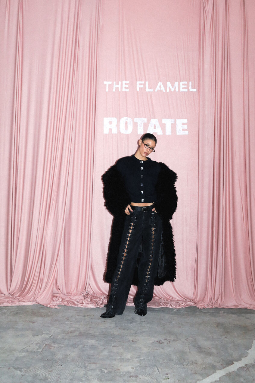 LACED WIDE LEG JEANS