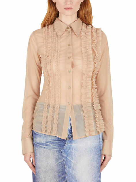 Transparent Shirt with Ruffles