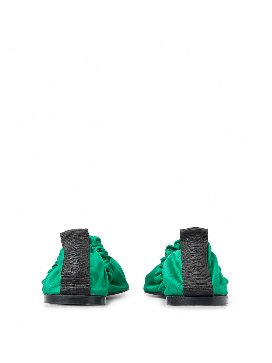 Soft Square Toe Scrunchie Ballerina Satin Kelly Green