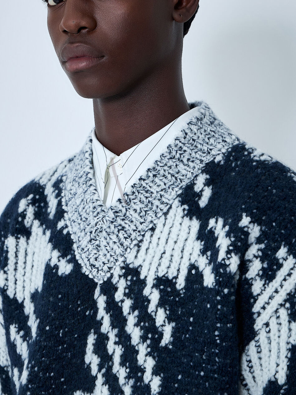 Check Wool-Blend Sweater