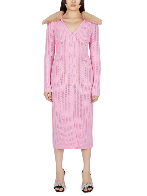 Oversized Collar Knit Dress in Pink