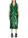 GANNI Sequin Mid Length Dress Green flgan0249010grn