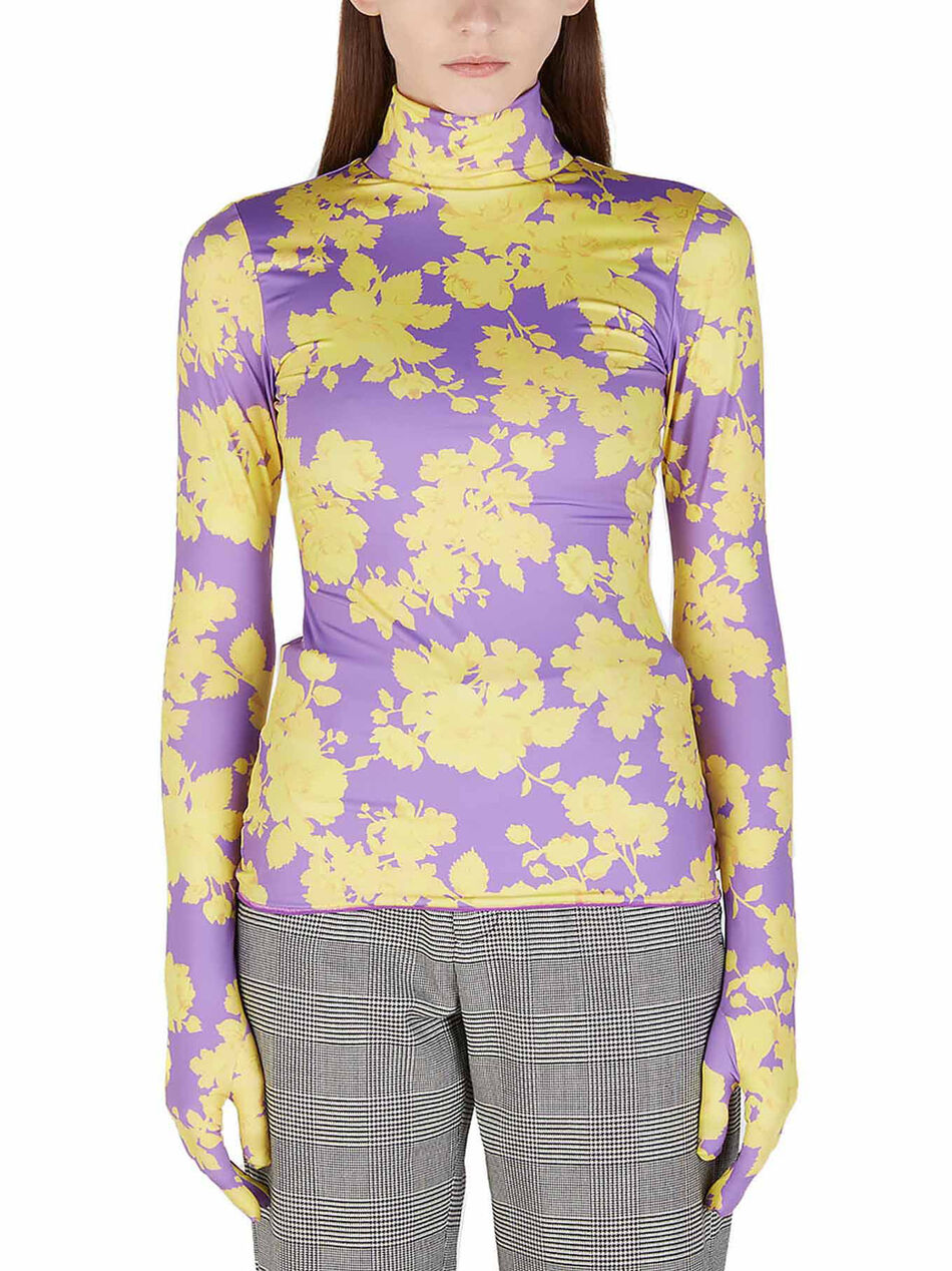 Acid Flower Stretch Top with Gloves