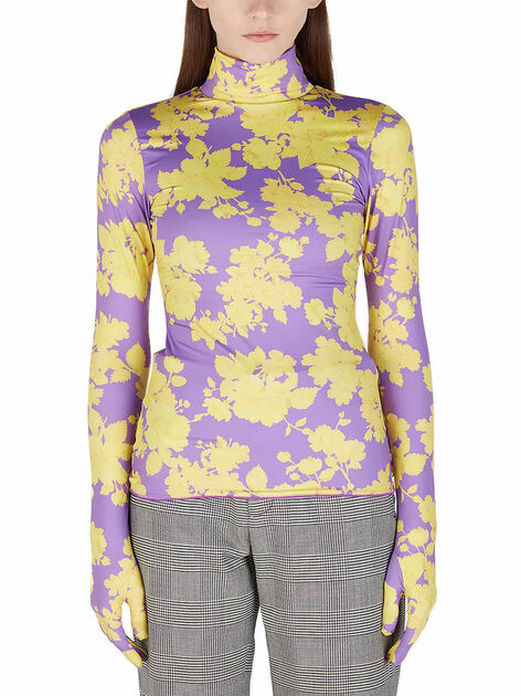 Acid Flower Stretch Top with Gloves
