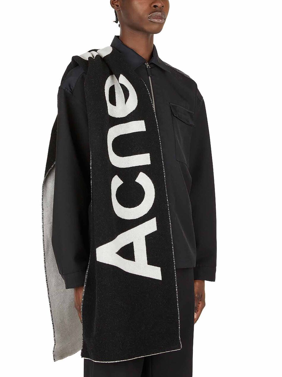 Black Logo Wool Scarf