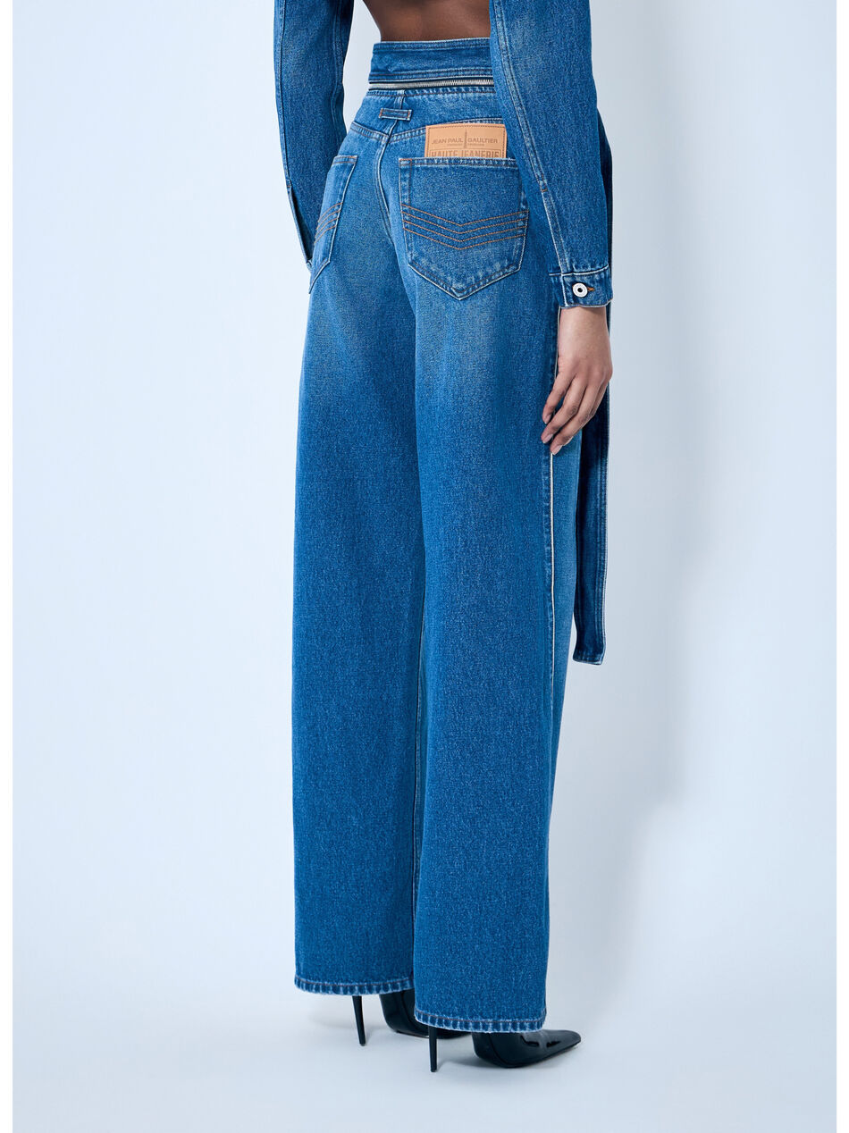 Zip-Belt Denim Jeans