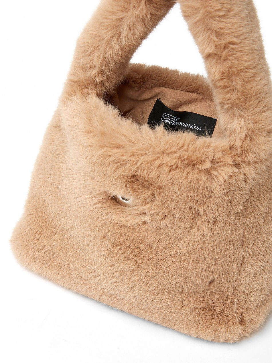 Eco Faux Fur Handbag in Beige
