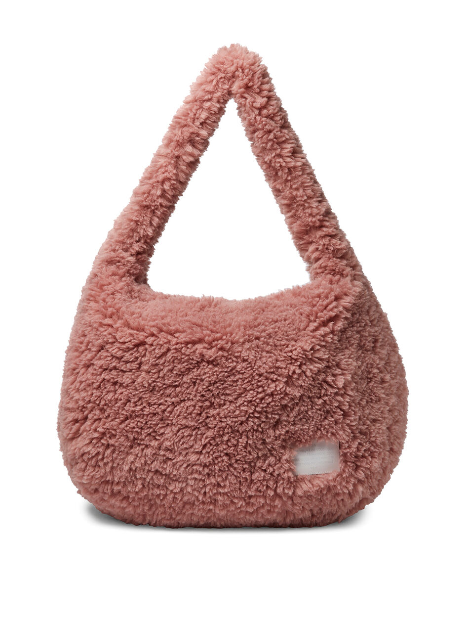 Cross Faux Fur Shoulder Bag in Pink
