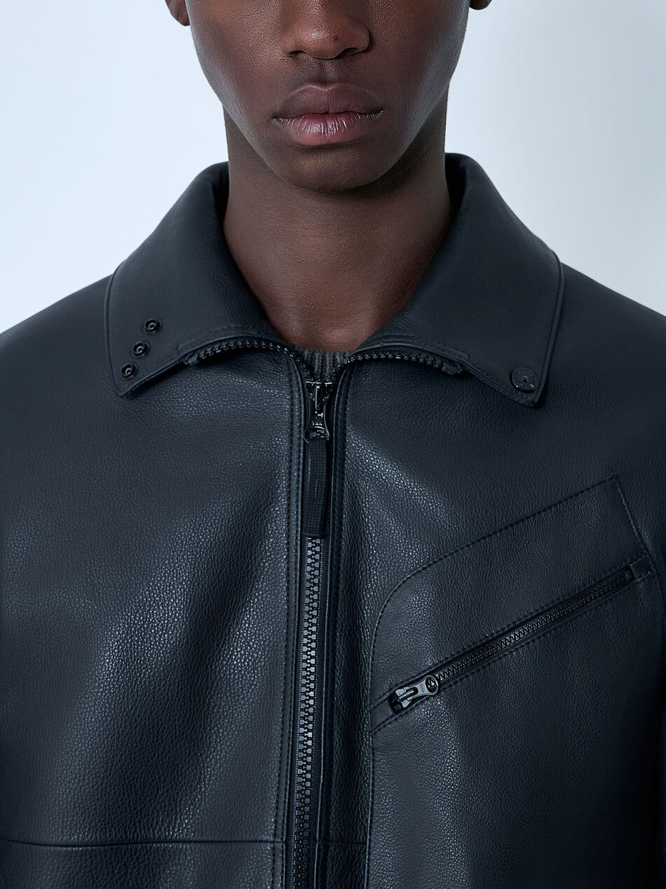 Leather Jacket With Logo Patch