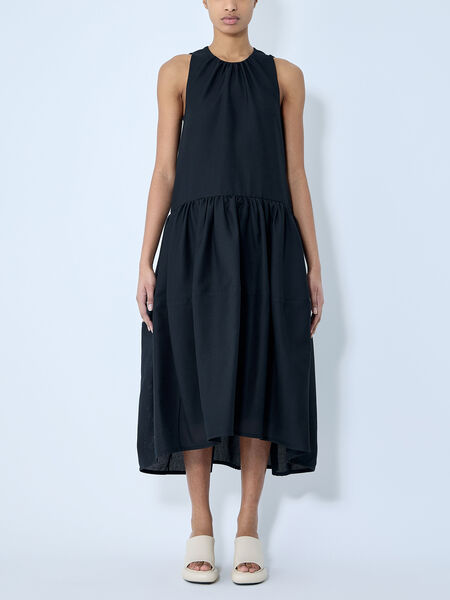 Gathered Wool Midi Dress