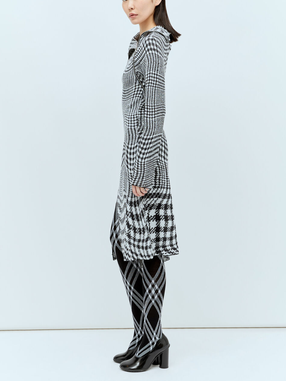 Warped Houdstooth Midi Dress