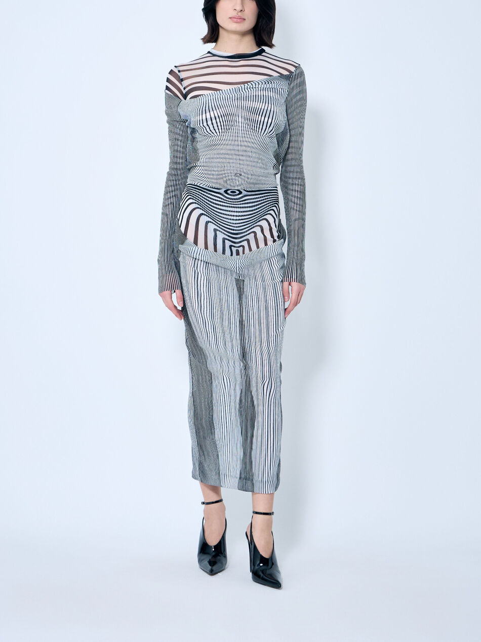 Double-Layer Mesh Midi Skirt