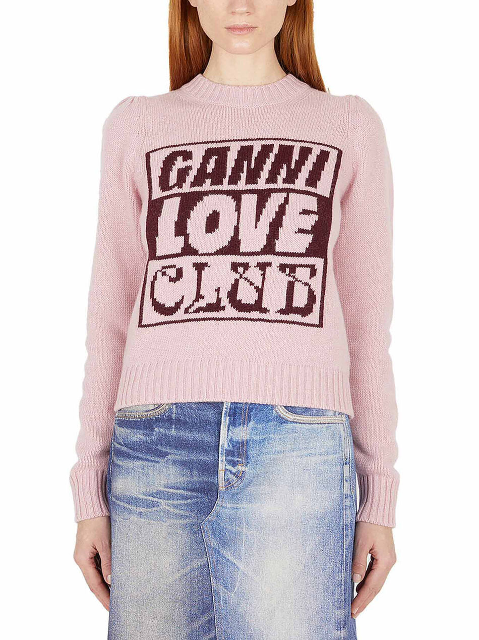 Sweater with Ganni Love Club Intarsia