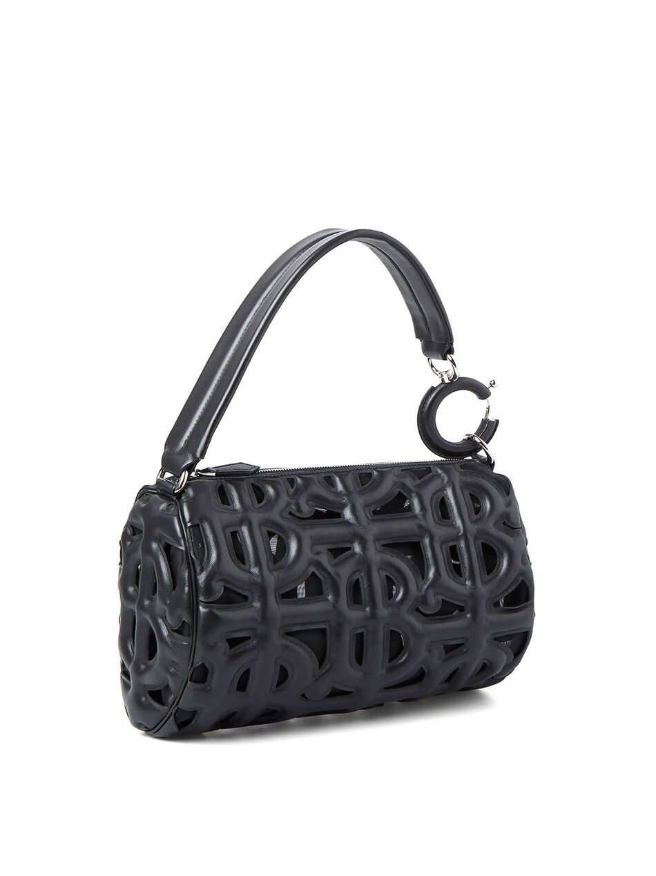Rhombi Small Black Leather Shoulder Bag