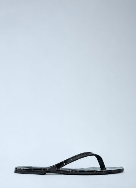 Croco-Embossed Flip Flops