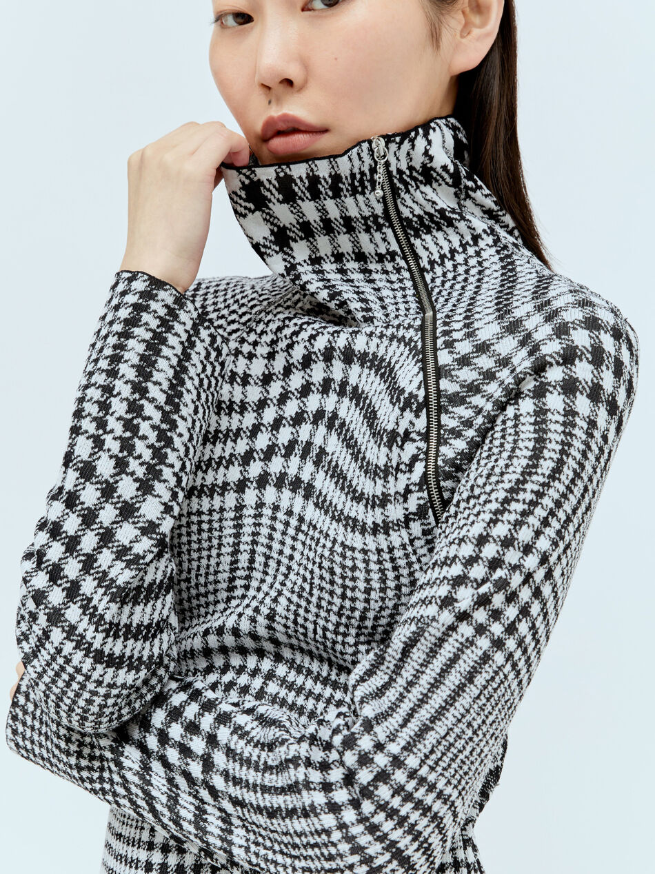 Warped Houdstooth Midi Dress