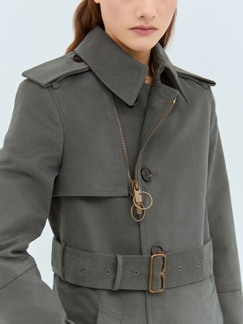 Long Cotton Nylon Trench Coat